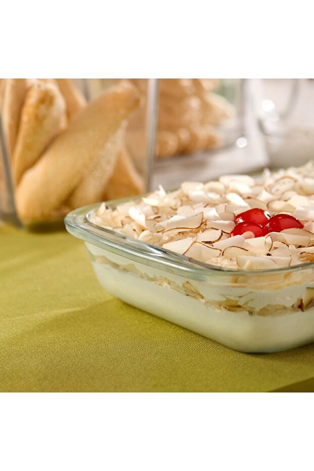 محمصة زجاجية مستطيلة متوسطة الحجم سعة 2.2 لتر - شفافة - 6