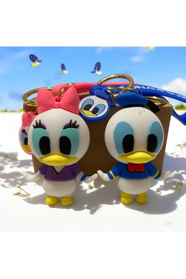 Donald and Daisy Duck Set of 2 Mini Keychains and Bag Charms (7 cm)