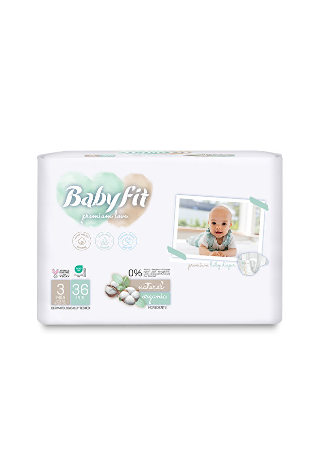 Baby Fit Natural Alcohol Free Diaper Eco Pack Size 3 (36) PC