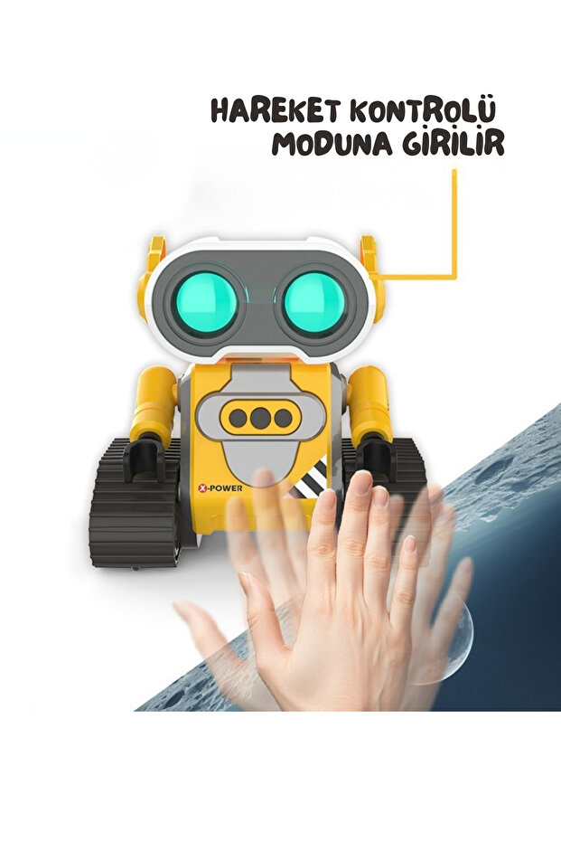 Oyuncak Uzaktan Kumandalı Şarjlı Sesli Işıklı El Sensörlü 360° Dönen İnteraktif Akıllı Robot - 4