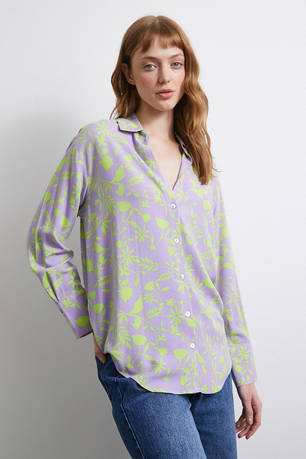 Orman Desenli Gömlek Mor - 6