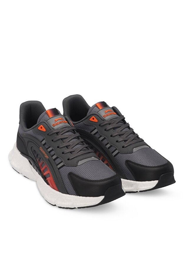 Comfortable Lace-Up Casual Sneakers Dark Gray Orange