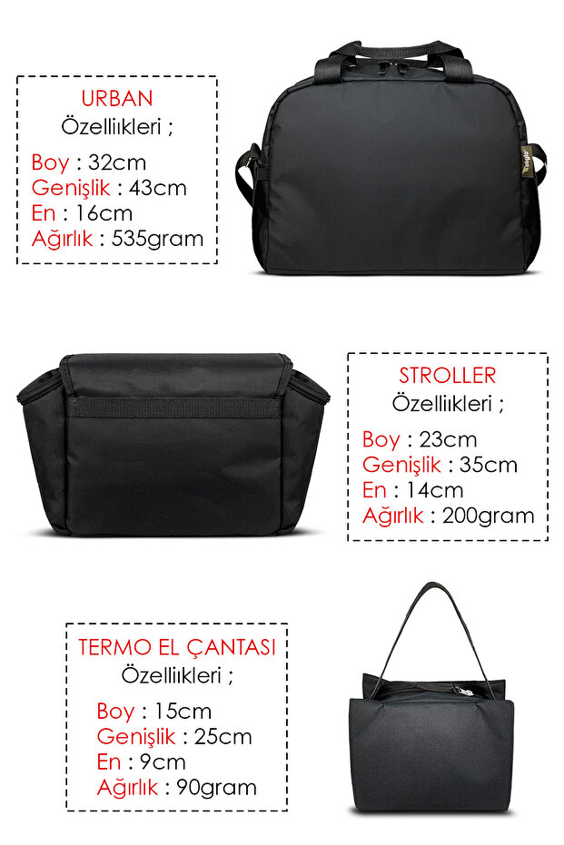 X Pro Stroller Bebek Arabası Çantası+Urban Anne Bebek Bakım Omuz Çantası Termos Çanta Hediyeli - 5