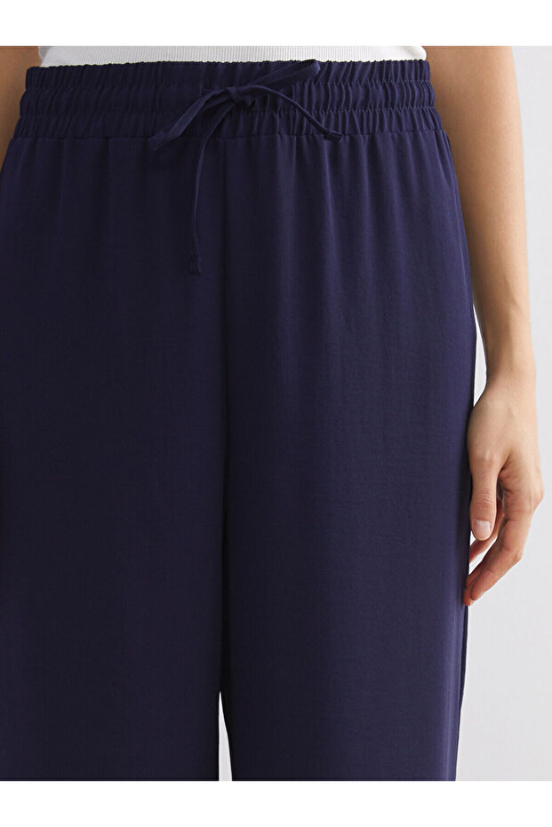 LCW Beli Lastikli Geniş Paça Kadın Pantolon (W5) - 3