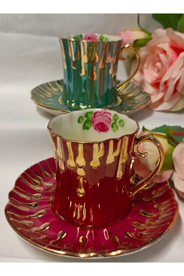 Mum Porselen El Boyama 2-Piece Coffee Cup Set ()