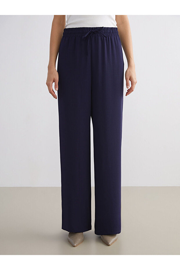 LCW Beli Lastikli Geniş Paça Kadın Pantolon (W5) - 2