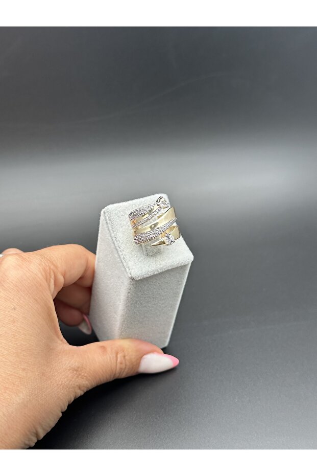 Tek taş detaylı yüzük - 2