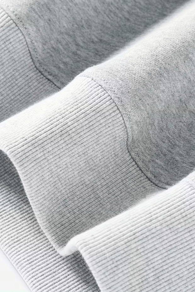 Men's Gray Basic Winter Fleece-Lined Crew Neck Sweatshirt - Regular Gray - 6