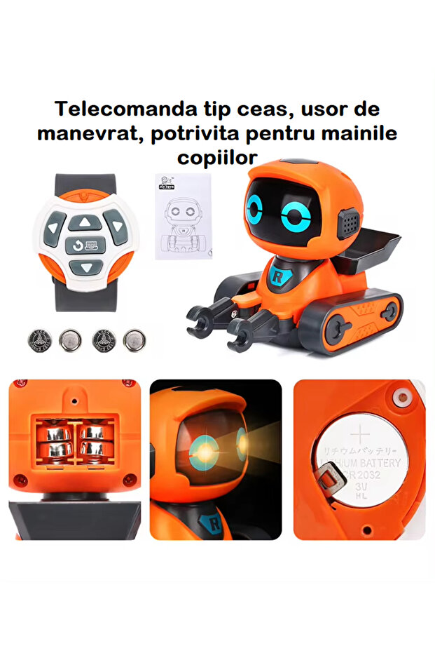 RoboPlay Smart Electronic Robot with Watch-Type Remote Control, Orange - 7