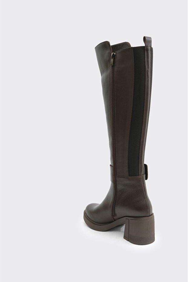 Hakiki Deri Kalın Topuklu Kadın Çizme - 3