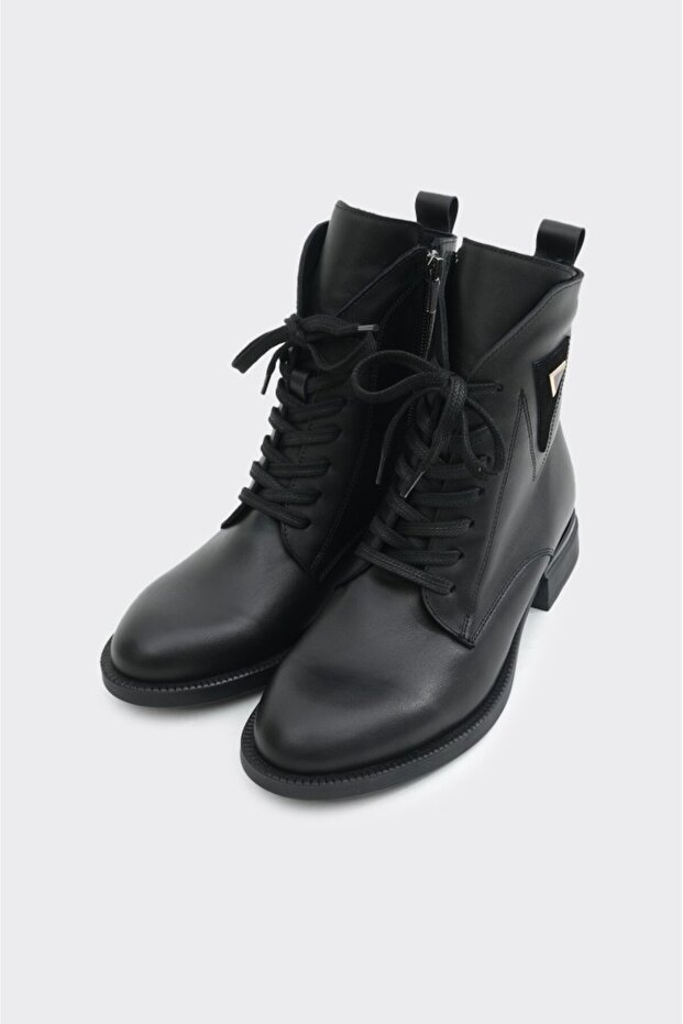 Hakiki Deri Fermuarlı Kadın Bot - 2