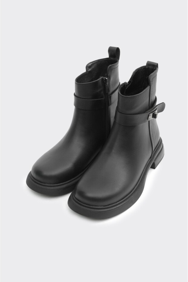 Hakiki Deri Fermuarlı Kadın Bot - 2