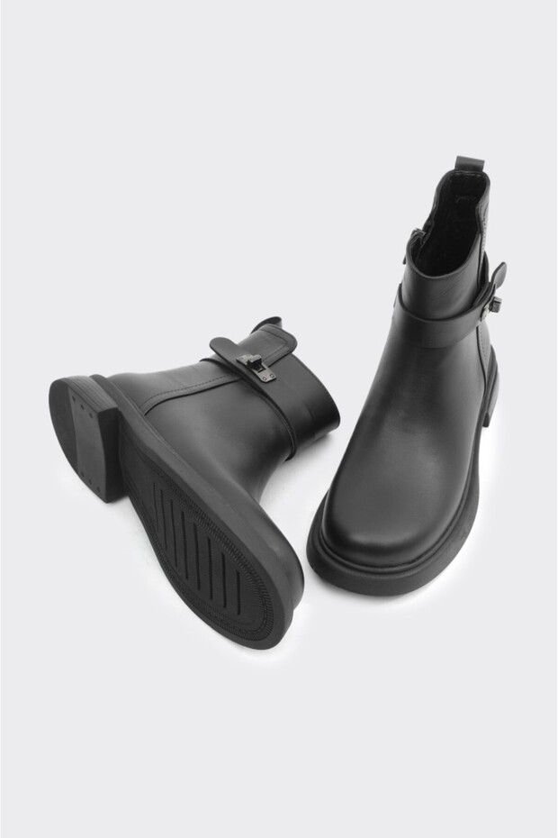 Hakiki Deri Fermuarlı Kadın Bot - 4