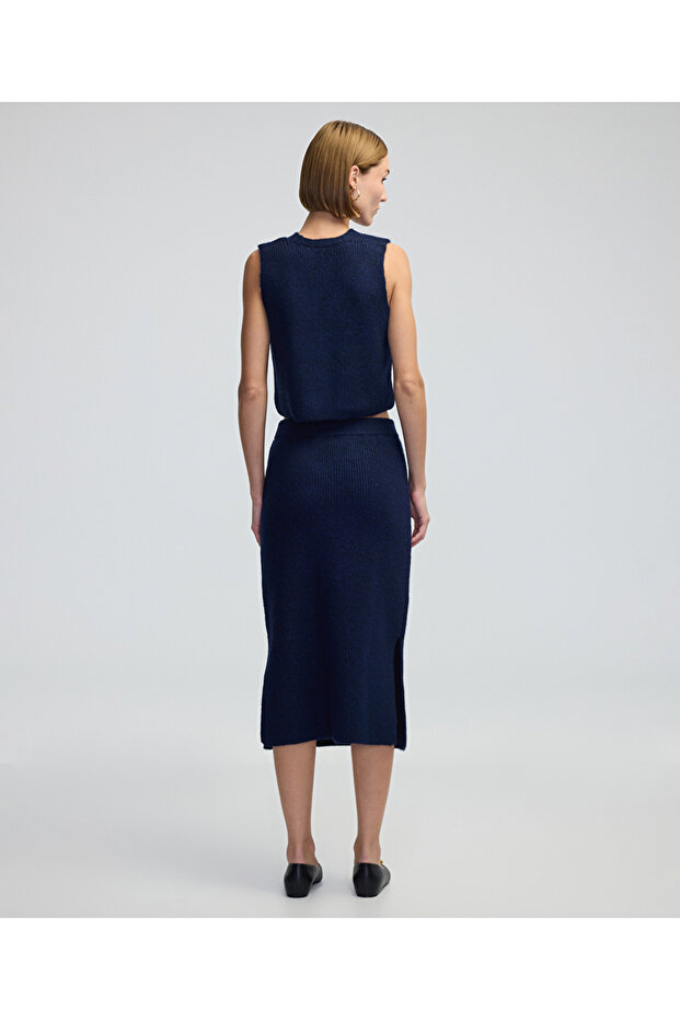 Yırtmaçlı triko etek - 5