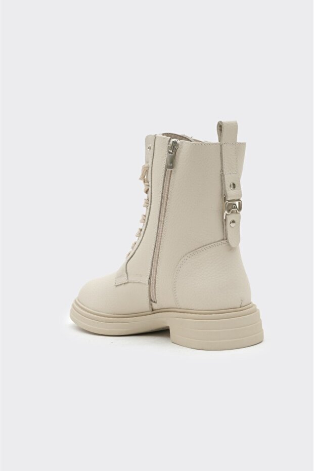 Hakiki Deri Fermuarlı Kadın Bot - 3