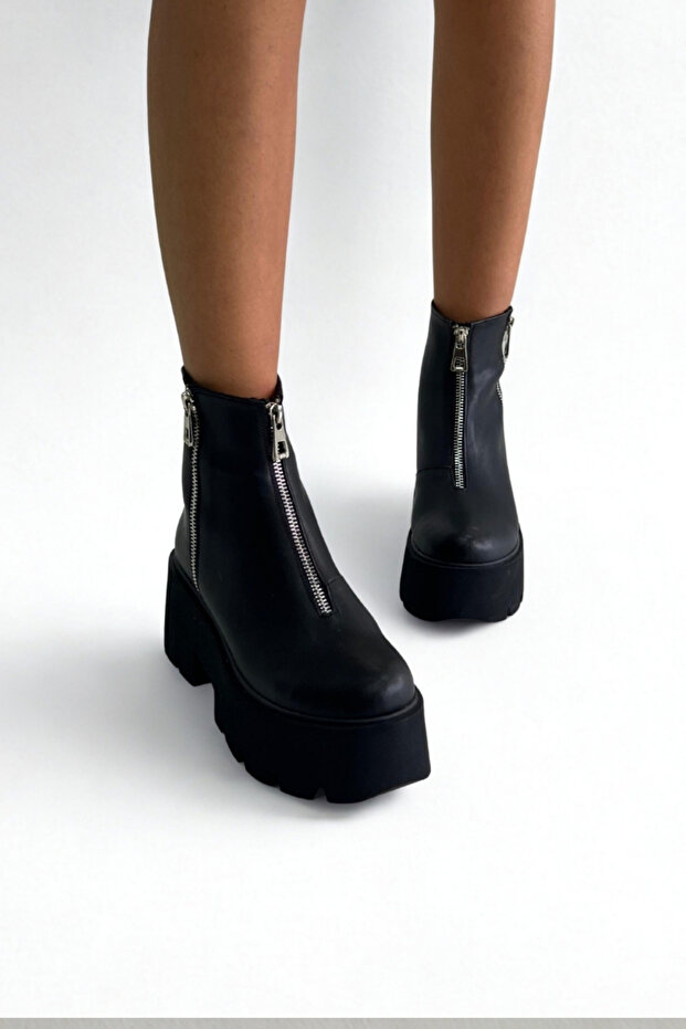 Siyah Kalın Taban Kadın Bot P9018 - 7