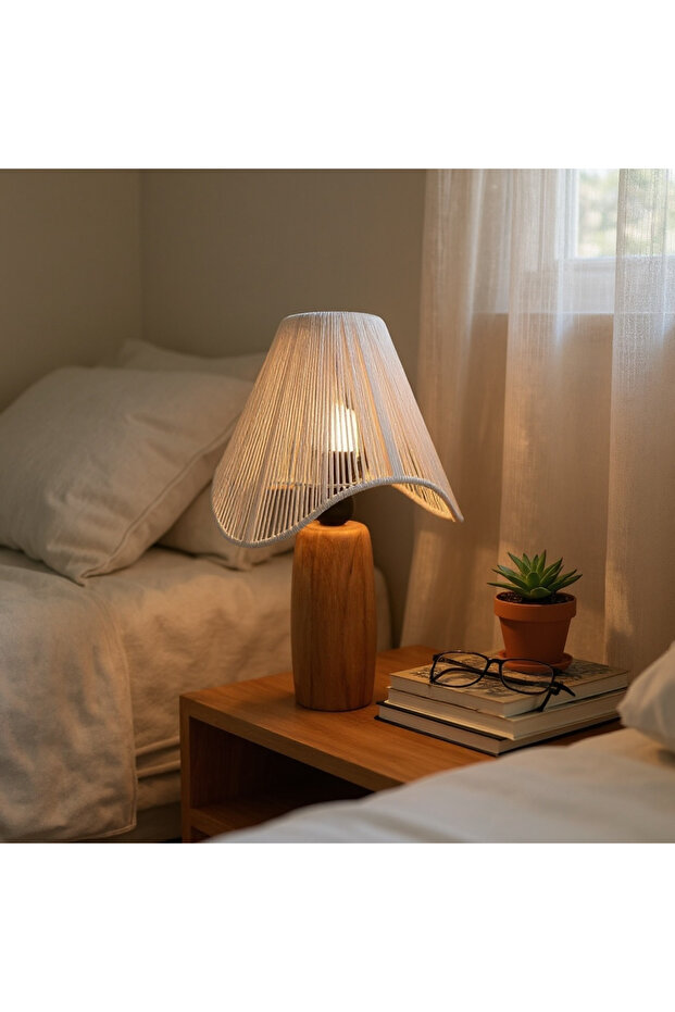 Wicked Handmade Bohemian Asymmetric Shape Rustic Lampshade with Wooden Legs - 5