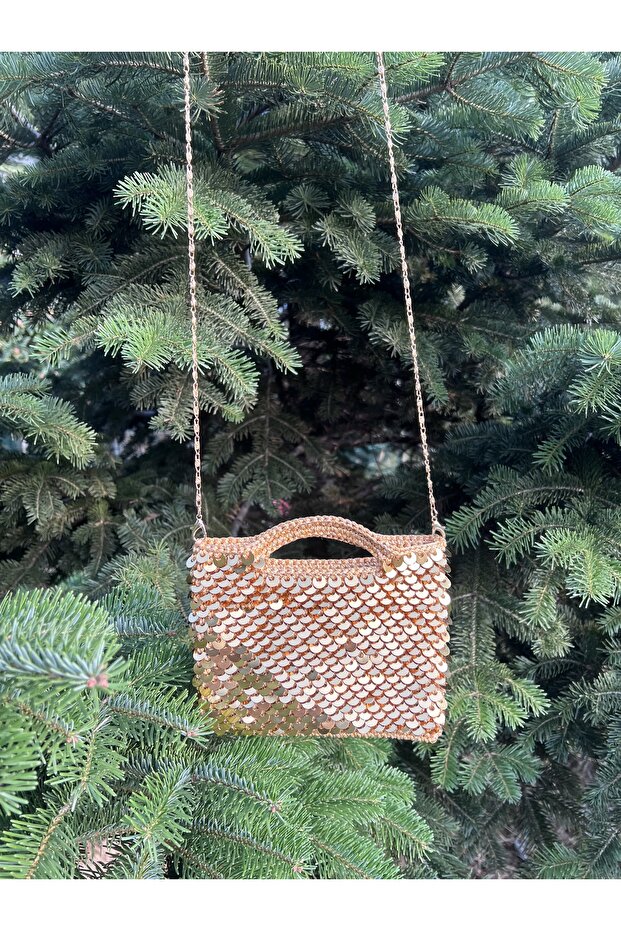 Mini Pullu Altın Çanta - 1