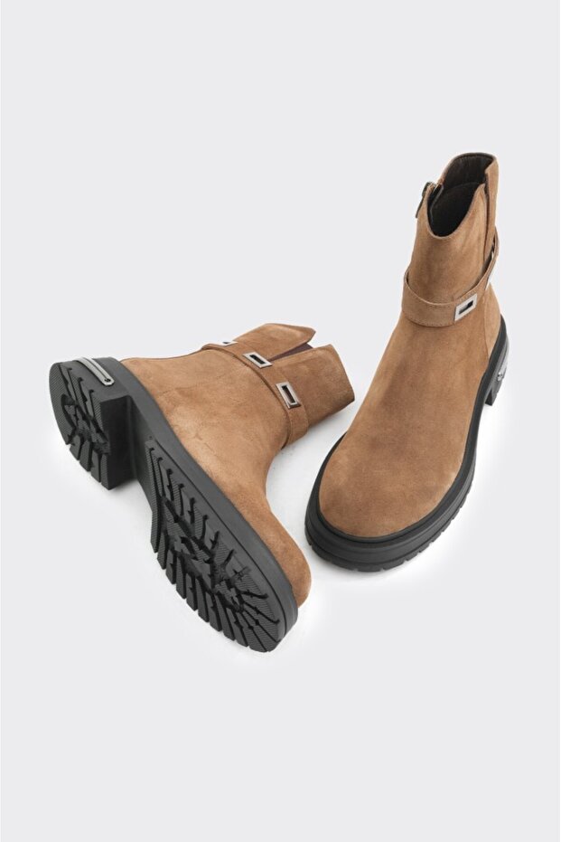 Fermuarlı Hakiki Deri Kadın Bot - 4