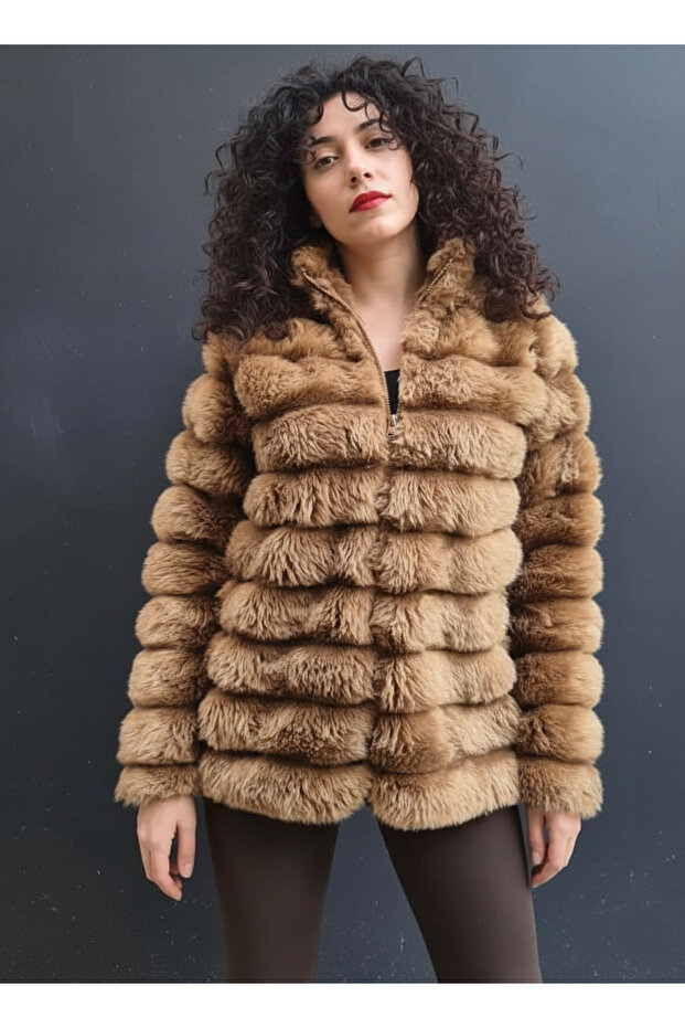 Jachetă de blană artificială de pluș - 3