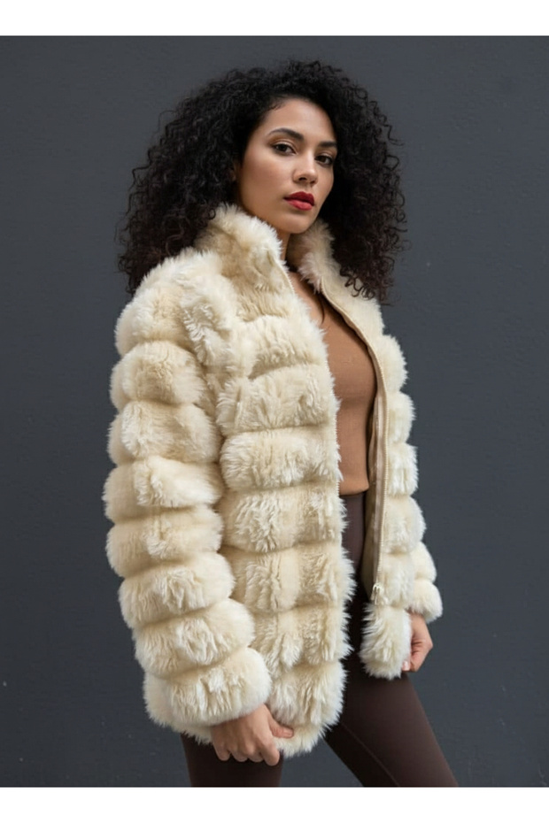 Jachetă de blană artificială de pluș - 2