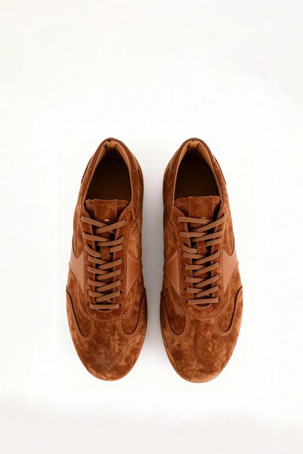 حذاء جلدي جزئي بلون أسمر - 2