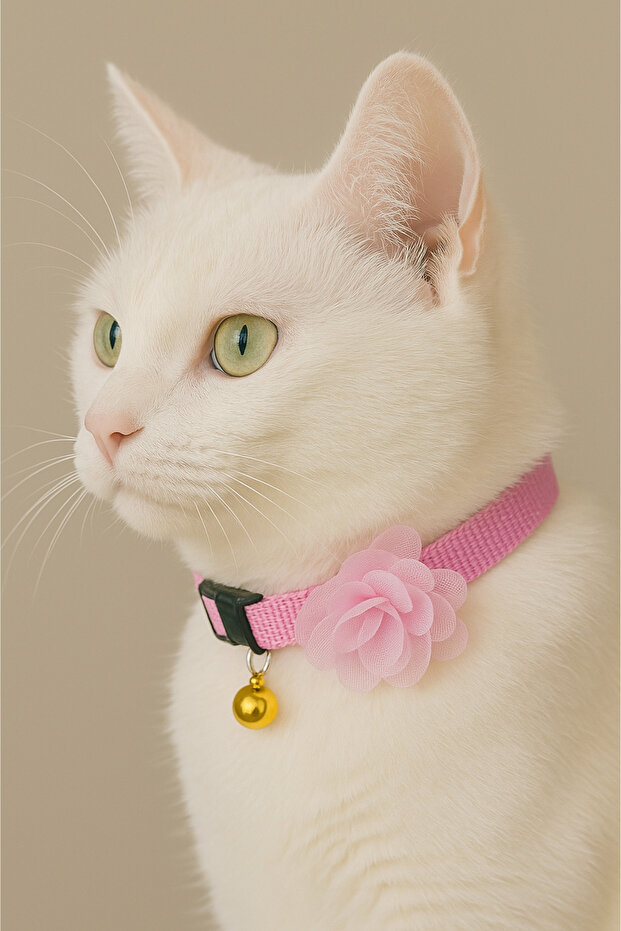 Pembe Çiçekli Kedi Tasması - 1