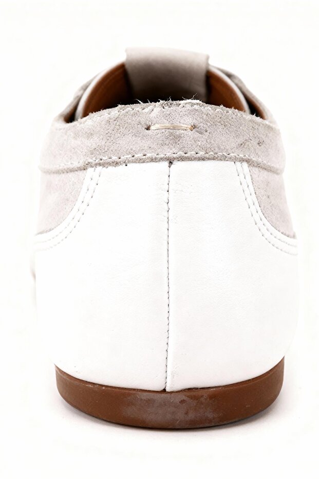 Partial Leather White Shoes - 5