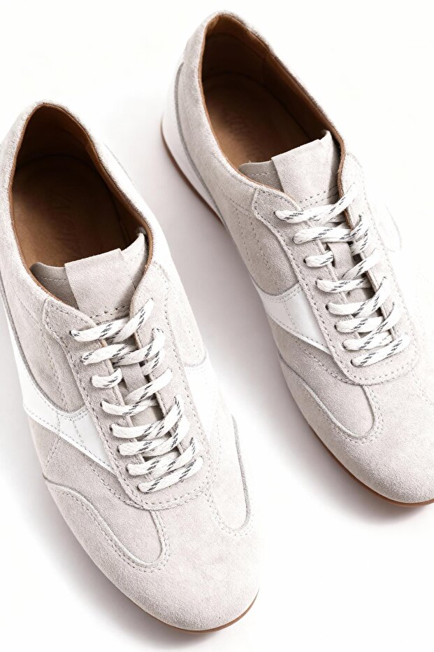 Partial Leather White Shoes - 4