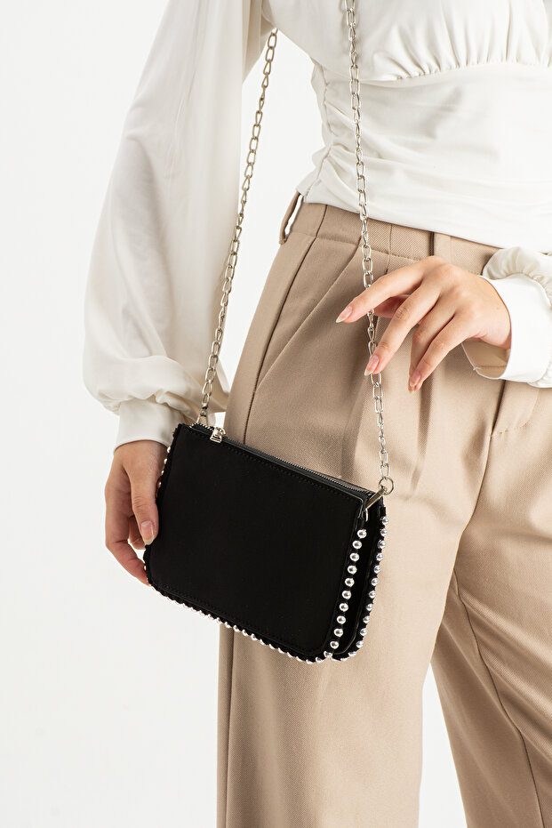 Mini suet boncuklu çanta - 2