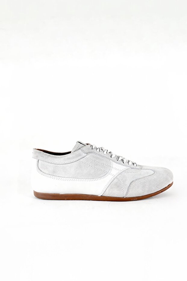 Partial Leather White Shoes - 1