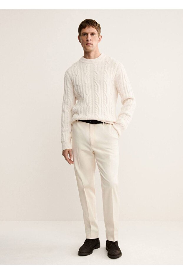 %100 yün örgü desenli kazak - 2