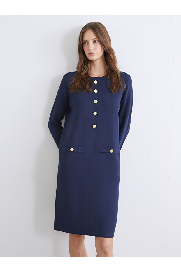 Esvab • Modern & Distinctive Zero Roba Collar Knitwear Dress