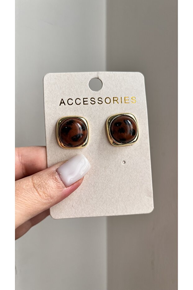 Square Mini Leopard Earrings - 4