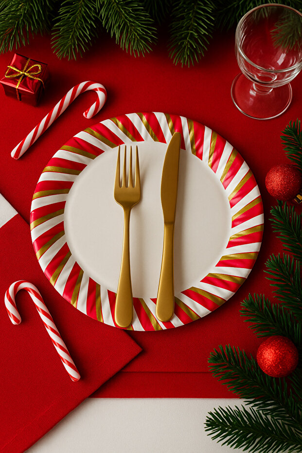 Yılbaşı Temalı Karton Tabak 8 Adet - 2