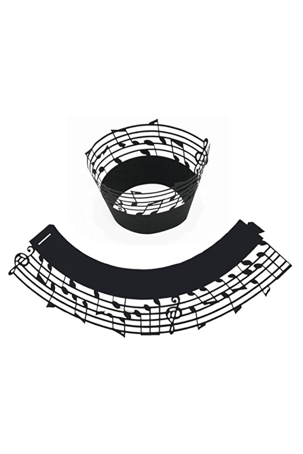Young Wolf 50x Music Notes Cupcake Topper Wrappers Case (Black)