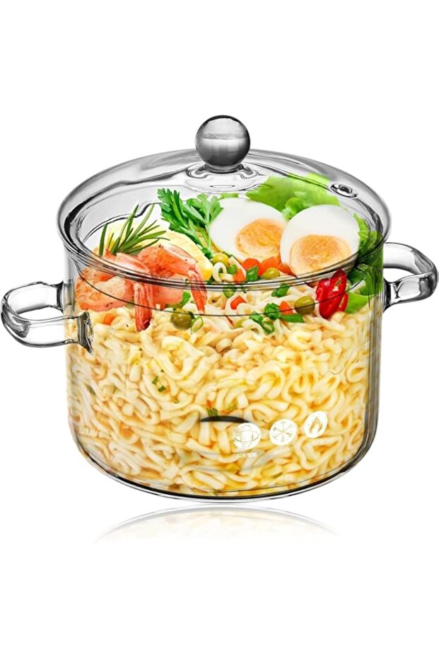 YLmeet Oven Glass Pot with Lid, Large Capacity Cooking Pot, Transparent Pot with Handle, Stovetop S