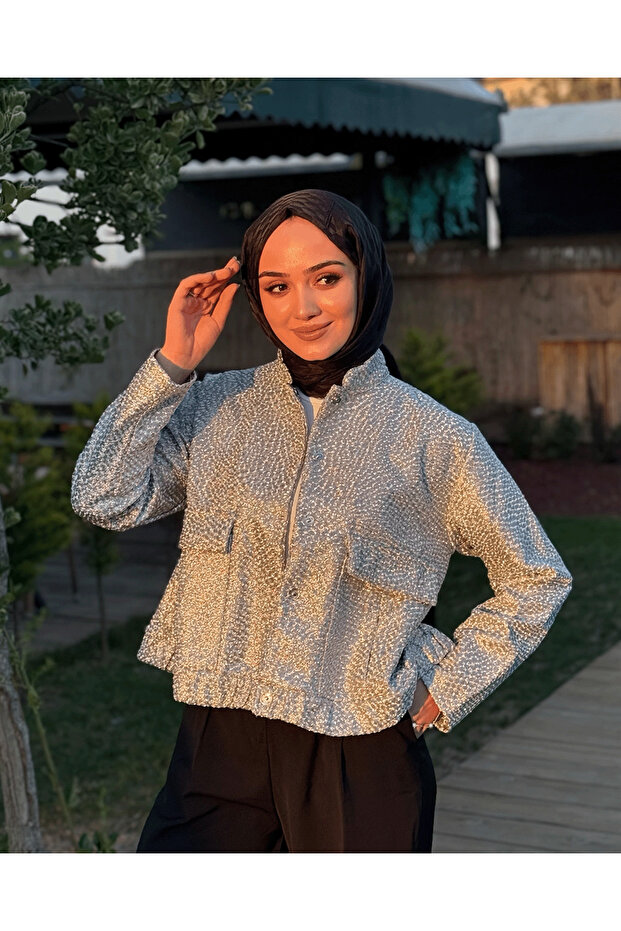 Bomber Ceket Gümüş - 1