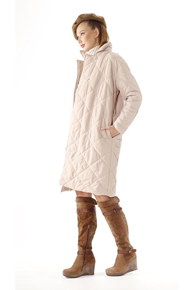 سترة طويلة مبطنة بحزام - 2