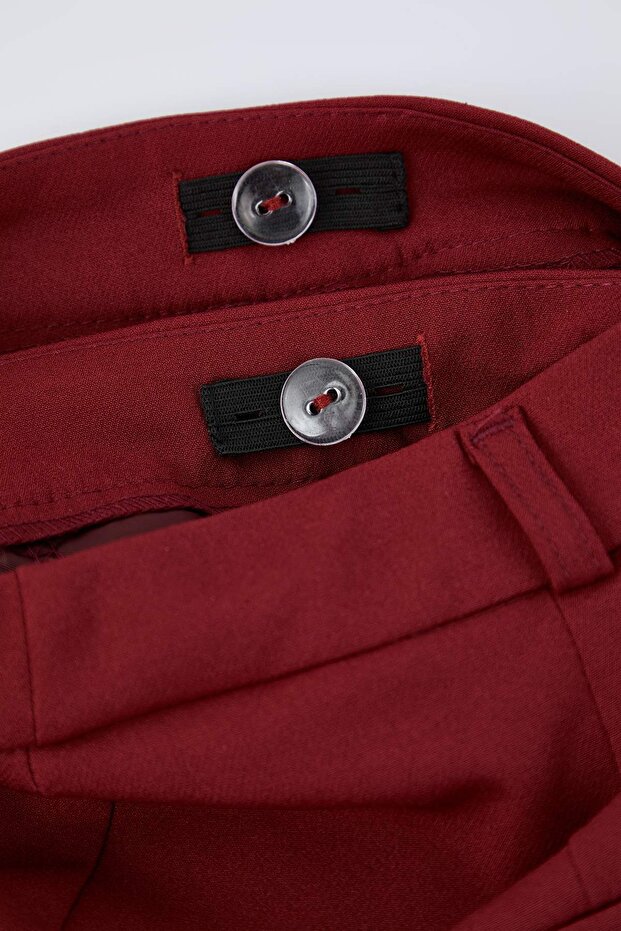 Bordo Dokuma Ayarlanabilir Bel Lastikli Büyük Beden Pantolon TBBAW26AR00010 - 6