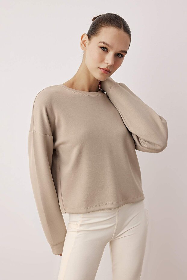 Vizon Sırt Yırtmaç Detaylı Spor Örme Sweatshirt THMAW26SW00003 - 2