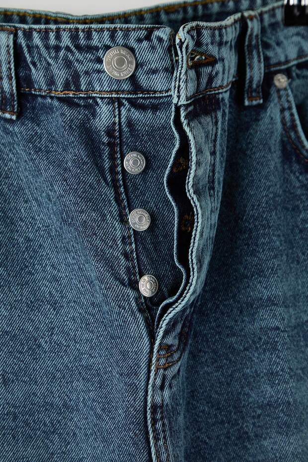 Orta Mavi %100 Pamuk Baggy Fit Jeans Kot Pantolon TMNAW24JE00027 - 8