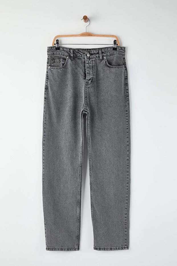 Gri Baggy Fit Jeans Kot Pantolon TMNAW24JE00027 - 7