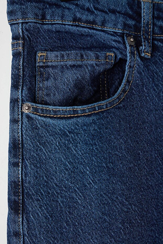 Lacivert Baggy/90's Straight Fit Jeans Bol Kot Pantolon TMNSS24JE00012 - 6