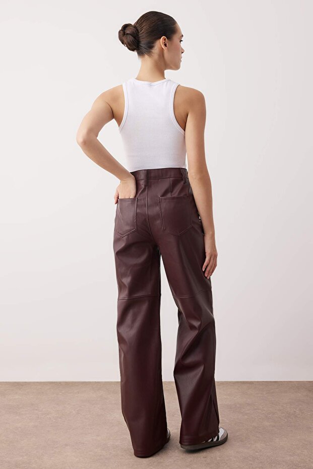 Relaxed/Rahat Straight/Boru Paça Dikiş Detaylı Pantolon TWOAW26PL00097 - 4