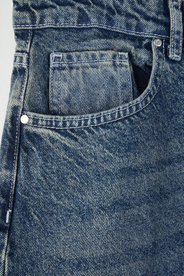 Mavi Yüksek Bel Barrel Baggy %100 Pamuk Non-Stretch Büyük Beden Jeans TBBAW26CJ00043 - 6