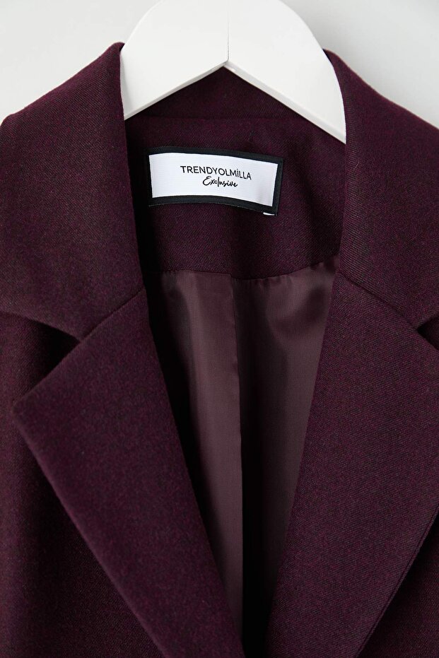 EXCLUSIVE Özel Koleksiyon Bordo Fitted Kaşe Blazer Ceket TWOAW26BC00054 - 6