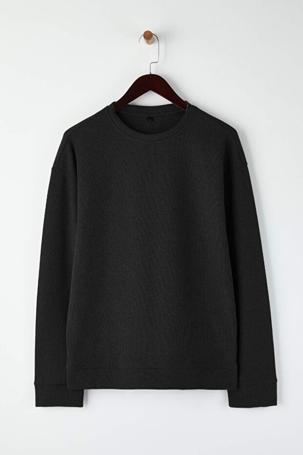 Siyah- Kahverengi- Beyaz Regular/Normal Uzun Kollu 3'lü Basic Paket T-Shirt TMNAW21TS0197 - 2