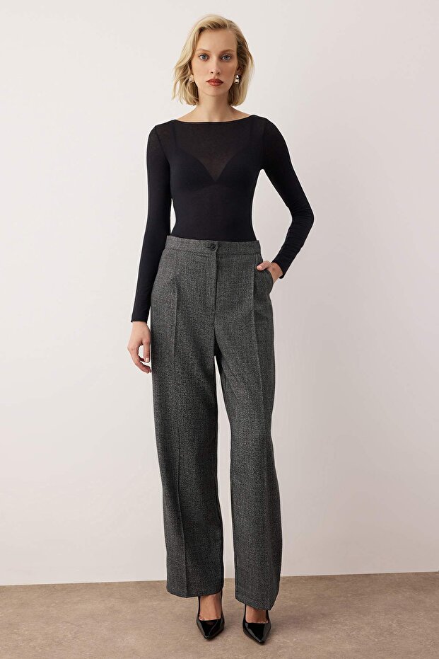 EXCLUSIVE Özel Koleksiyon Antrasit Wide Leg/Geniş Paça Kumaş Pantolon TWOAW26PL00116 - 2