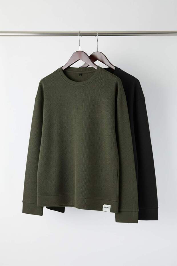 Siyah-Haki 2'li Paket Oversize/Geniş Kesim İçi Polar/Sıcak Tutan Etiketli Sweatshirt TMNAW24SW00001 - 8